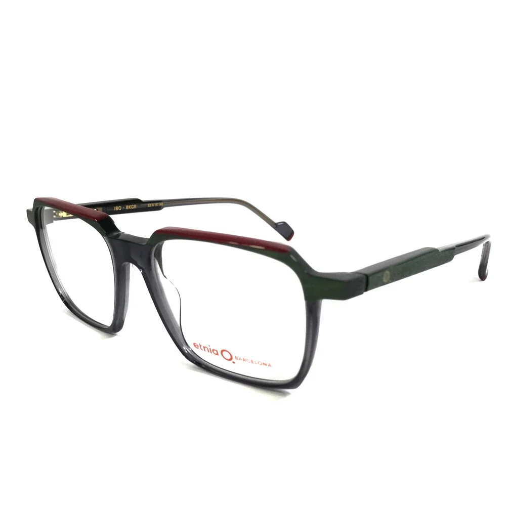 Etnia Barcelona Eyeglasses Frames IBO BKGR Clear Gray Green Red Square 52-16-145